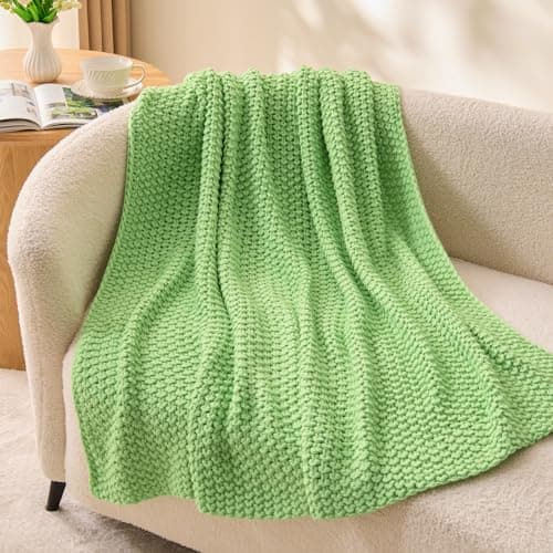 BEDELITE Green Throw Blanket Chunky Cable Knit Cozy Blanket for Couch,Super Soft Woven Blanket for Room Decor,60"x80" - Image 1
