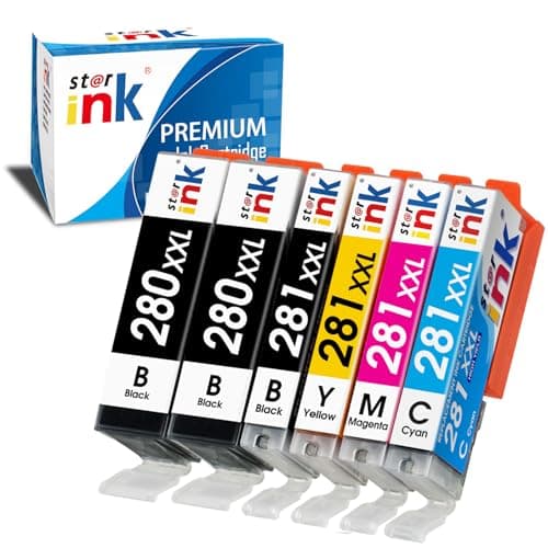6 Pack PGI-280XXL CLI-281XXL Compatible Ink Cartridges, Replacement for Canon 280 281 Ink Cartridges Work with PIXMA TR8620a TR8620 TR8520 TR8600 TR7520 TS6120 TS6220 TS9120 TS8220 TS6320 Printers