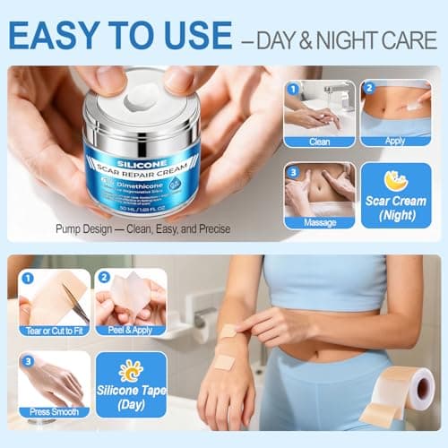 MythosFlow Scar Cream 6% Dimethicone Silicone Cream for Scars, Advanced Scar Removal Cream for Surgical, C-Section, Acne, Keloids, Burns, Old & New Scars, with Scar Tape, 1.69 fl.oz + 1.5m - Thumbnail 6