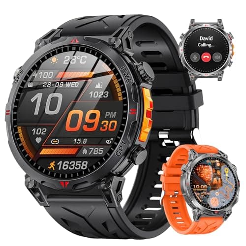 Rmana Military Smart Watches for Men GPS, 1.56" AMOLED Screen Bluetooth Call, Smartwatch for Android Phones and iPhone, 100+ Sport Modes, 3ATM Waterproof Smart Watch with Compass - Image 1