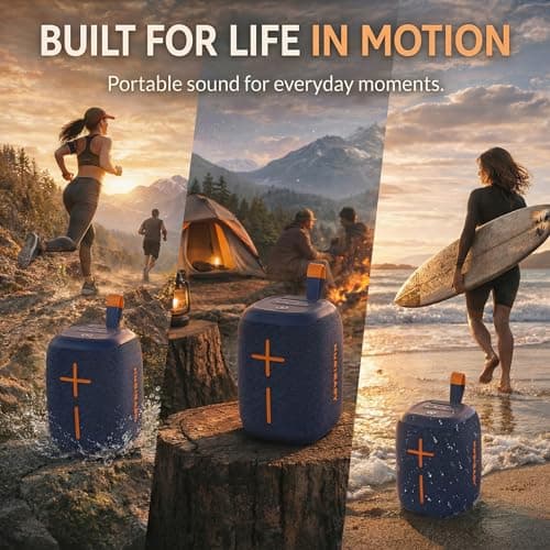 Musibaby Bluetooth Speaker, Portable Waterproof Wireless Speaker with 20W Loud Sound, 25H Playtime, FM Radio, USB/TF/AUX, Stereo Pairing and Carry Loop for Indoor Outdoor Use, M73(Blue) - Thumbnail 5