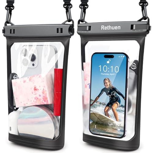 Large Waterproof Phone Pouch, 2Pack Floating Waterproof Bag for iPhone 17 16 15 14 13 Pro Max Galaxy S24 S23 S22 All Phones, Cell Phone Dry Bag for Beach Swimming Rafting Boating (Black + Black) - Image 1