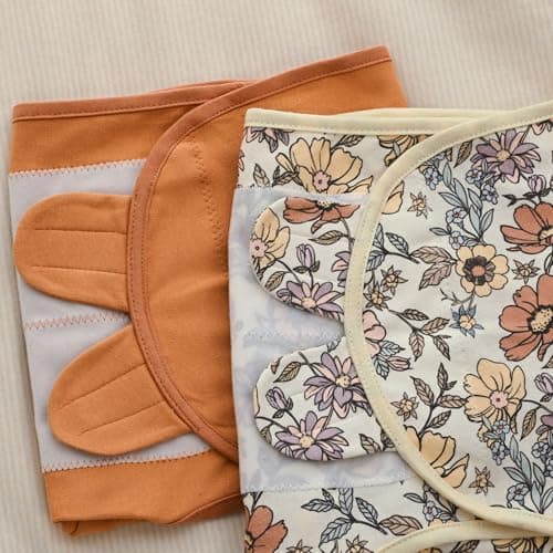 CIVARUA KIDS Baby Swaddles for Newborn Organic Cotton,Soft & Snug Newborn Velcro Swaddle 0-3 Months Sleep Sack Helps Calm Startle Reflex, 2-Pack Wrap Nursery Swaddling Blankets Retro Floral - Thumbnail 5