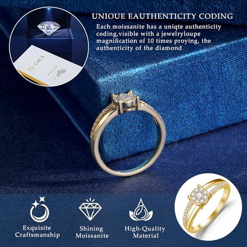 Fimewon Diamond Wedding Rings for Women Dainty Promise Rings 14K Gold Plated Ring Women Birthday Gifts Size 12 - Thumbnail 4
