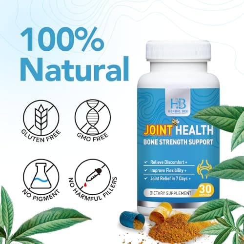 Herbal Bee Joint Health Supplement – Advanced Turmeric, Boswellia & Resveratrol Formula with Hyaluronic Acid & Collagen – Joint Relief Support, Flexibility, Mobility & Bone Strength | 30 Capsules - Thumbnail 3