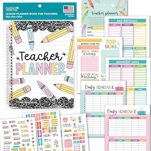 Hadley Designs Teacher Planner 2026-2027 – Undated Teacher Planners, Homeschool Lesson Planner Book for Teachers Must Haves, Lesson Plan Book For Teachers Classroom Supplies & Appreciation Gifts - Image 1