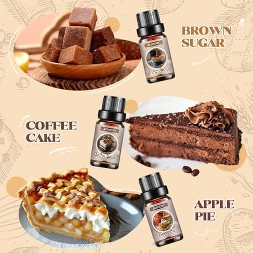 Bakery Essential Oils Set - 6x10ML Fragrance Oils for Home Diffusers,Candle & Soap Making |Home Aromatherapy & Crafting| Leather, Hot Chocolate, Coffee Cake, Mocha Coffee, Apple Pie,Brown Sugar Scents - Thumbnail 3