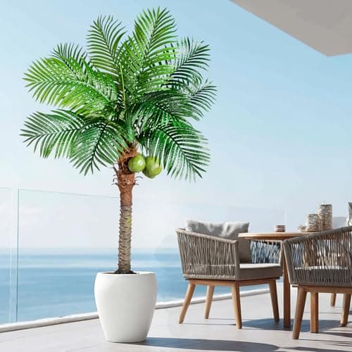 Bailikang Artificial Phoenix Palm Tree 6ft Tall - Fake Large Tropical Tree with Adjustable Leaves, Realistic Faux Sago Palm for Indoor Outdoor Decor, Patio, Poolside, Yard, Living Room, Office - Thumbnail 4