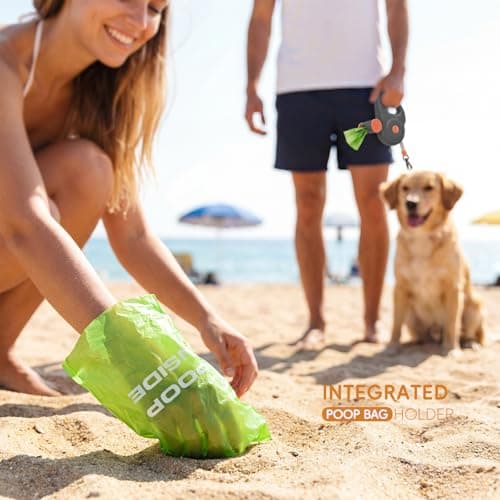 Retractable Dog Leash 10FT for Small & Medium Dogs, Sturdy Heavy-Duty Nylon Tape with Secure Locking Carabiner & Poop Bag Holder, Smooth One-Hand Control, Anti-Slip Handle, Tangle-Free Design (Black) - Thumbnail 5