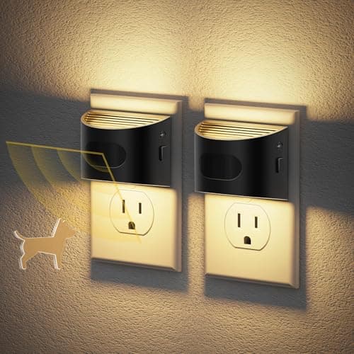 JandCase Motion Sensor Night Light, Night Lights Plug into Wall, Dusk to Dawn Sensor Nightlight with Motion Activated, 30/60/100lm Brightness Dimmable, 3000K Warm White, for Kids Bedroom Hallway - Image 1