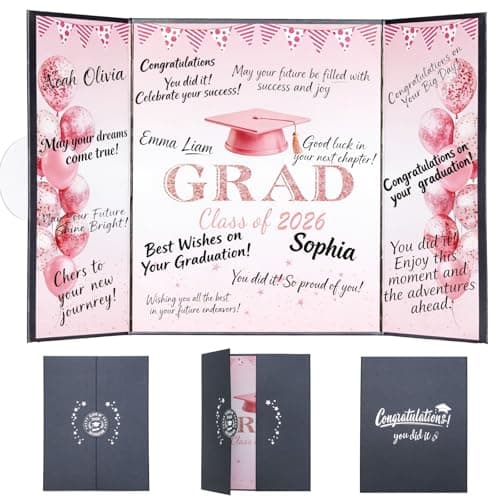 lipmo Pink Graduation Party Decorations Class of 2026 - Extra Large 22" x 14" Graduation Guest Book to Sign Signature Board for Graduation Gifts Congrats Grad Party Favors Supplies Decor Keepsake - Image 1