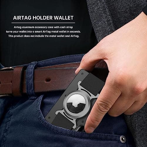 for Ridge Wallet AirTag Holder - AirTag Caes for Minimalist Metal Wallet Money Clip, Ridge Wallet Attachment Compatible with Airtag, Anti-Lost Tracker Protector Cover with Cash Strap - Thumbnail 2