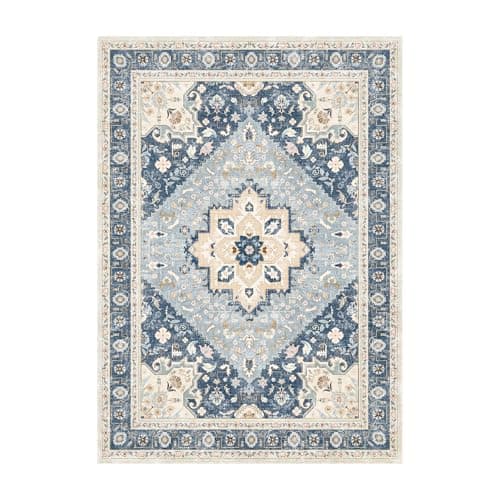 HiChiclife Runner Rug, Traditional Vintage Long Rug for Hallway Kitchen,5'x 7' Blue - Thumbnail 2
