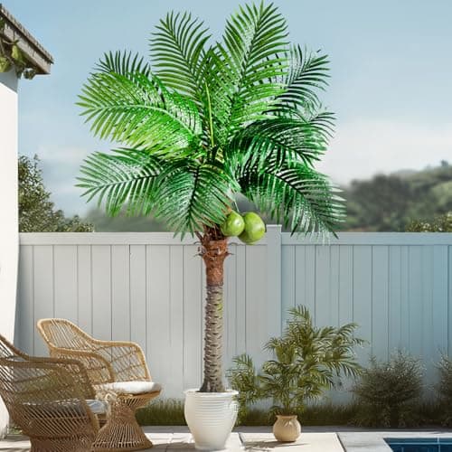 Bailikang Artificial Phoenix Palm Tree 6ft Tall - Fake Large Tropical Tree with Adjustable Leaves, Realistic Faux Sago Palm for Indoor Outdoor Decor, Patio, Poolside, Yard, Living Room, Office - Thumbnail 2