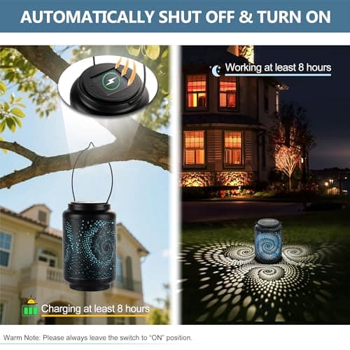 Solar Lanterns Outdoor Waterproof - 7.8" x 4.7" Solar Light for Outside with Blue Spiral, Pathway Landscape Lights for Garden, Patio, Backyard, Porch, Lawn, Cool Gifts for Women, Mom - Thumbnail 5