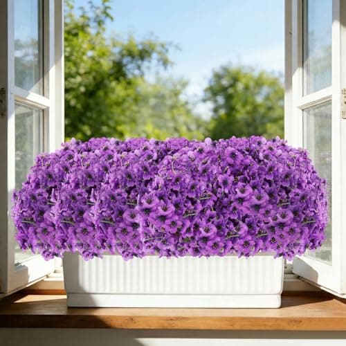 22 Bundles Artificial Flowers Outdoor, Faux Flowers UV Resistant with Plastic Plants, Faux Silk Flowers for Outdoors Outside Front Porch Hanging Planter Window Box Garden Decoration - Thumbnail 6