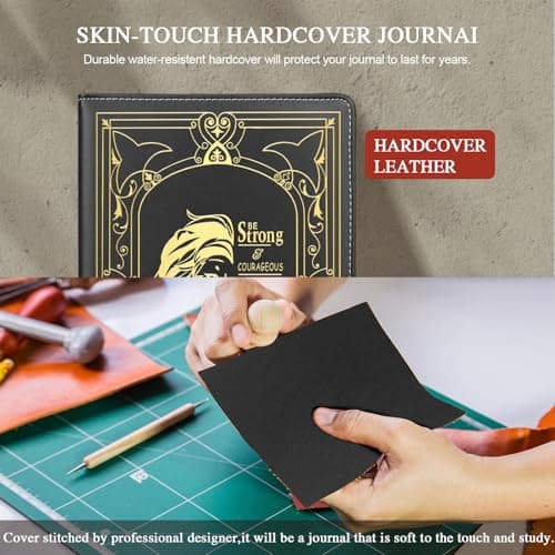 QDWXDEL Christian Gifts,A5 Hardcover Leather Journal for Women - 200 Pages Premium Paper Notebook,Lion Journal with 180° Lay Flat Design for Daily Diary, Prayer & Planning (Lion Black) - Thumbnail 4