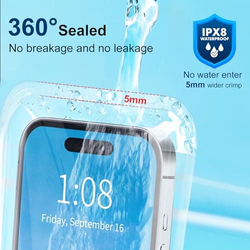PEDVSTY Waterproof Phone Pouch 2 Pack, IPX8 Waterproof Phone Case for iPhone Galaxy Pixel Up to 7.2", Cell Phone Dry Bag Beach Vacation - Thumbnail 6