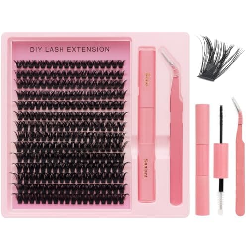 DIY Lash Extension Kit, 252PCS 100D Individual Cluster Lashes, Mixed Length 9–15mm, Bond and Seal with Applicator, At Home Lash Extensions for Natural Full Volume Look - Image 1