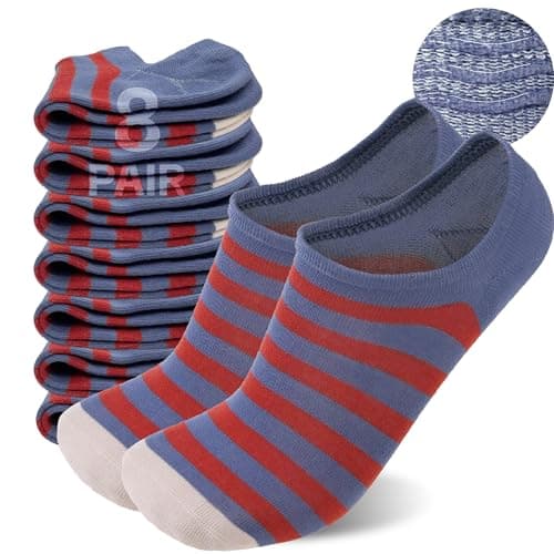 Sunew 8 Pairs Hidden Low Cut Socks Comfort Performance No Show Athletic Running Socks for Men and Women Stripe Medium - Image 1