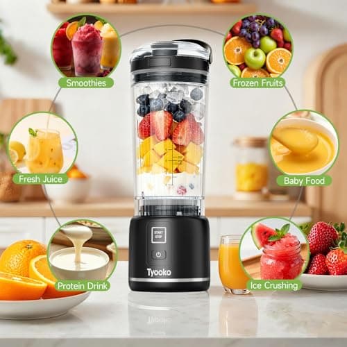 Portable Blender for Smoothies and Shakes, 18oz Rechargeable Electric Personal Juicer Cup with Dual Mode, 6 Sharp Blade Drink Mixer Bottle with Leakproof-Lid & Sip Spout for Kitchen/Travel/Gym - Thumbnail 3