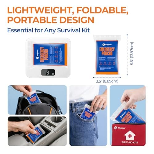 4 Pack Emergency Mylar Blanket Poncho | Waterproof Rain Ponchos | Reusable Packable Poncho | Survival Blanket Poncho for Outdoor Camping & Hiking, Rescue, Car Emergency Kit, Shelter/Tent Cover - Thumbnail 5