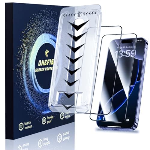 OneFish for iPhone 15 Plus 6.7 inch Tempered Glass Screen Protector 2 Pack Auto Dust-Elimination Easy Installation HD Clear Screen Protector - Image 1
