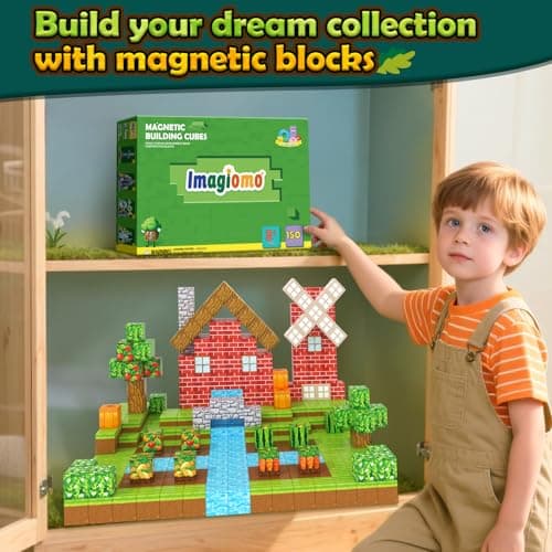 Imagiomo 150PCS Magnetic Blocks - Build Mine Magnet World Farm Edition, Magnetic Kids Games for Boys & Girls Age 3-5 4-8 6-8, STEM Sensory Construction Classroom Must Haves Building Toys for Toddlers - Thumbnail 6