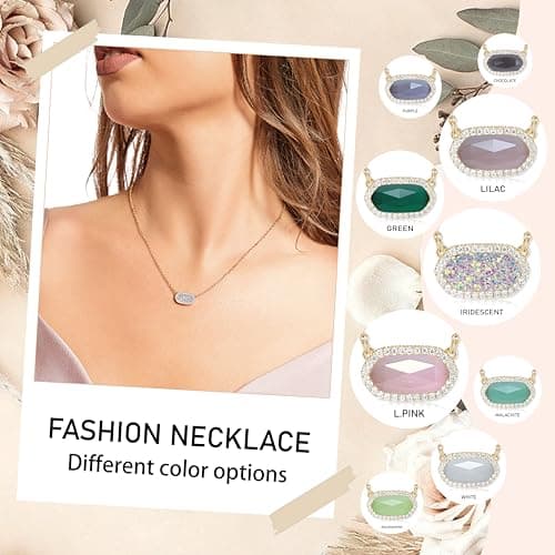 Tinkbush Pendant Necklace for Women,Simple and Elegant,Adjustable Chain,14K Gold Plated with 1 Delicate Cluster Stone,Gift Bag and Jewelry Box,Christmas Birthday Party Gift For Women (HEXAGON-WHITE OPAL) - Thumbnail 2