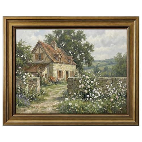 HISPACE Vintage Framed Wall Art for Living Room,8x10 Inch Cottage Garden Nature Wall Decor Paintings,Canvas Prints Aesthetic Home Decor for Living Room Bedroom Bathroom 8x10 inch