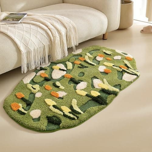 PTAEXCEL Cute Bath Mat, Moss Rug Soft Green Bathroom Rug, Non Slip Bath Mat Super Absorbent, Floral Nature Bathtub Mat Washable for Shower Bathroom Floor (The Reed, 32" x 20") - Image 1