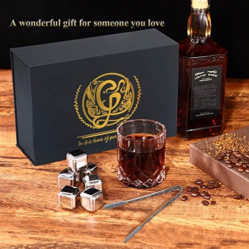 Old Fashioned Whiskey Glasses with Luxury Box - Set of 2 Whiskey Glass with Stones Whiskey for Men - Thumbnail 3