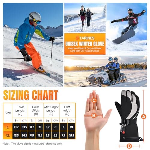 Starines Heated Gloves for Men Women 7.4V Battery Rechargeable Electric Heating Work Gloves Touchscreen Waterproof Hand Warmer for Christmas Winter Outdoor Ski Motorcycle Hiking Camping Hunting Gifts - Thumbnail 5