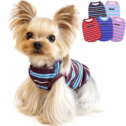 Jialinifery Soft Striped Dog Shirt, Cozy Warm pet Vest for Small Medium Dogs, Classic Puppy cat Clothes for Indoor Outdoor Outfits