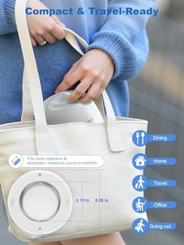 KUNPHY Ultrasonic Retainer Cleaner Machine, 48kHz Dental Cleaning Pod for Braces, Night Guard, Mouthguard, Toothbrush, Denture, Jewelry White - Thumbnail 6