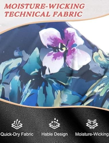 Women's Plus Size Rash Guard Swim Shirt UPF50+ Short Sleeve Sun Protection with Pockets | Tagless, Tummy Control & Mesh Vents (US, Alpha, 4X-Large, Dark Print) - Thumbnail 5