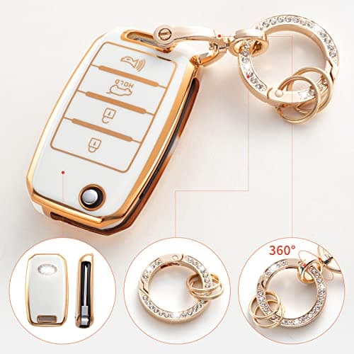 RUABIBAN Key Fob Cover Compatible with Kia, Soft TPU Key Case Protection Shell Fit for Sedona Rio Optima Soul Sportage Sorento Carens Flip Key - Thumbnail 3