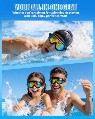 Aegend Swim Goggles for Adult Youth - 2 Pack Wide View Anti-Fog Anti-UV Swimming Goggles for Men & Women (Aqua & Birght Rose) - Thumbnail 6