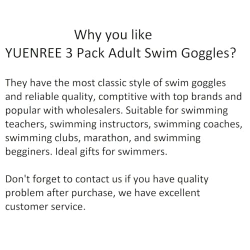YUENREE 3 Pack Adult Swim Goggles for Men Women Teens Ages 8+ | No Leak Anti-Fog UV Protection | Easy Adjust Non-Slip Strap | with 3 Hard Travel Cases - Thumbnail 5