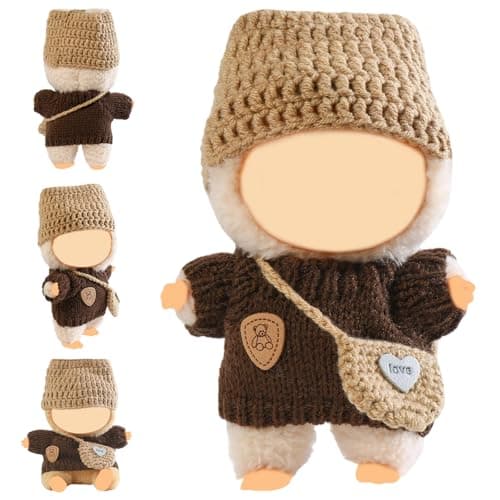 Clothes for Blind Box Dolls, Premium 3-Piece Handcrafted Crochet Doll Clothes Suitable for 15-17CM Plush Blind Box Doll Accessories Set Outfit (Knitwear) - Image 1