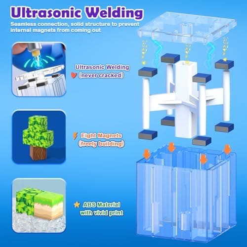 100PCS Magnetic Blocks Building Toys, STEM Learning Sensory Toys for Kids Age 3-5 4-8 5-7 8-12, Gem Cave Adventure Mine Magnet World Craft, Christmas Game Gift for for 3+ Years Old Boys Girls(0.8") - Thumbnail 3