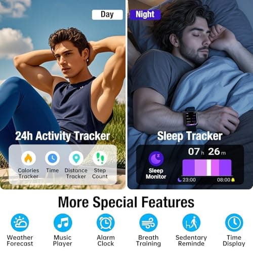 mamidomo 2.01in Smart Watch, Answer/Make Call Smart Watches for Men Women for iPhone and Android, Heart Rate, SpO2 Sleep Monitor, Pedometer, 112 Sports Modes - Thumbnail 3