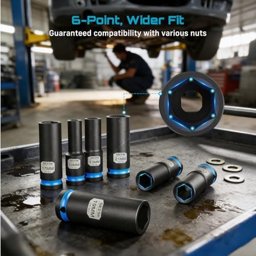 SEESII CR-MO 1/2" Drive Impact Socket Set with Magnetic Organizer, 11pc Deep Metric (10-24mm), 6-Point for Impact Wrench & Ratchet, Professional for Lug Nut, Wheel & Suspension Repair - Thumbnail 6