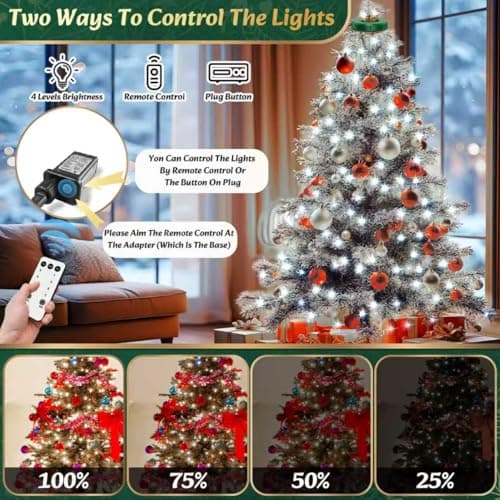 Christmas Trees Lights - 400 LEDs Tree Twinkle Lights for Christmas Tree,6.6FT x 16 String Xmas Decorations Lights Fairy Tree Light 8 Mode for Xmas Fir Pine Party Decoration White - Thumbnail 3