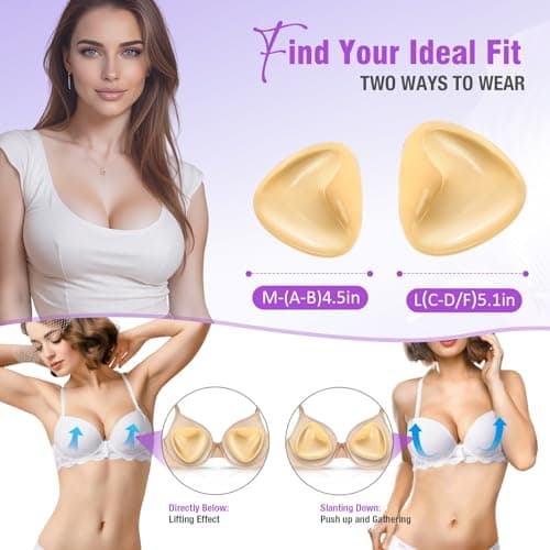 Gdsun Sticky Bra Push Up Bra for Large Breasts - Double Sided Adhesive Bra, Waterproof for Swimwear (2 Pack, Nude, L Fits C-D Cups, Regular) - Thumbnail 3