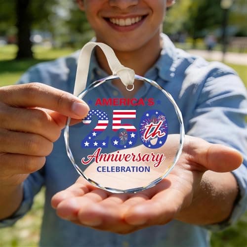 United States 250th Anniversary Ornament, 2D Crystal 250th Patriotic Christmas Ornaments, 1776-2026 America 250th Christmas Ornament, Gift for US Citizens, Hanging Decor-Crystal Style4 - Thumbnail 5