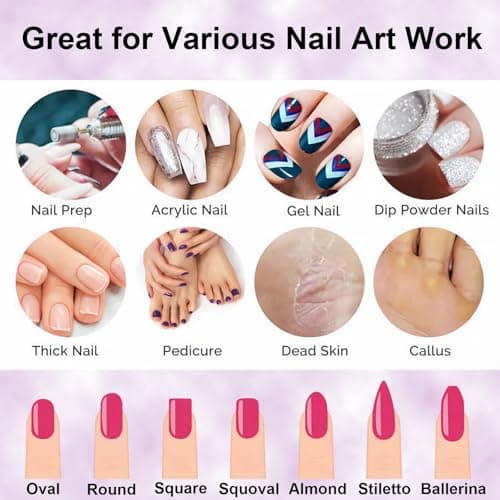 10pcs Nail Drill Bits Set, FORTMATE 3/32'' Diamond Carbide Drill Bits Cuticle Cutter Electric Milling Burr Grinder for E-file,Acrylic Gel Nail Tech Bit Kit for Manicure Pedicure, Home Salon - Thumbnail 5