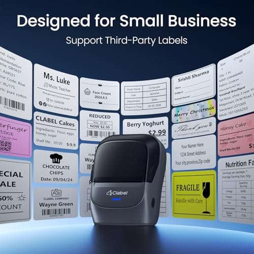 CLABEL Label Maker Machine with Tape, 221B Thermal Bluetooth Label Printer 2 Inch Portable Barcode Inkless Sticker for Small Business, Retail Office,Office, Home, Came with 1 Roll Label (Grey) - Thumbnail 2