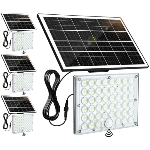 Aialun Solar Motion Lights Outdoor,3600LM Bright 184 LEDs Larger Solar Panel Security Lights 3600mAh Battery,3 Modes Flood Lights Outside 6500K IP65 Waterproof for Yard,Garage,Patio,16.4ft Cord,4Pack - Image 1
