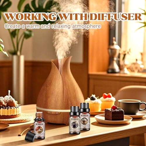 Bakery Essential Oils Set - 6x10ML Fragrance Oils for Home Diffusers,Candle & Soap Making |Home Aromatherapy & Crafting| Leather, Hot Chocolate, Coffee Cake, Mocha Coffee, Apple Pie,Brown Sugar Scents - Thumbnail 5